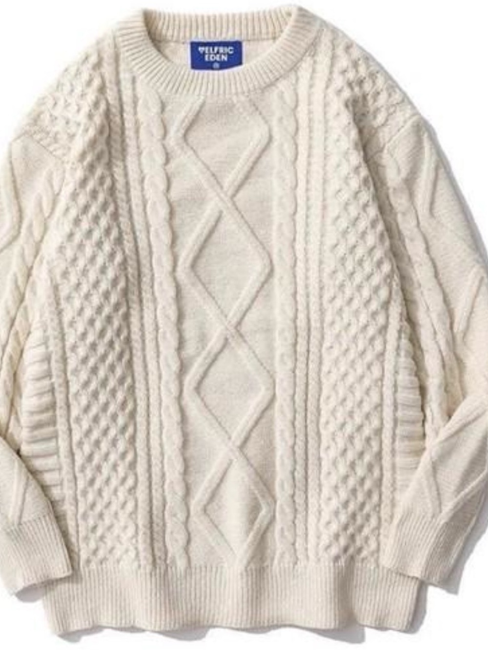 Aelfric Eden Cream Cable Knit Crewneck Sweater